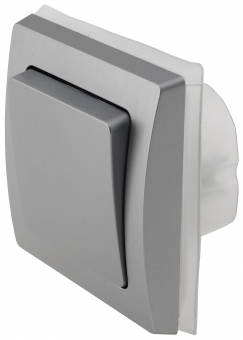 DELPHI SET Schutzkontakt-Steckdose + Wechselschalter IP44, silber X - Bild 1